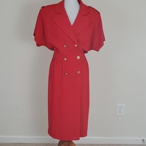 Vintage Liz Claiborne red faux wrap dress size 14
